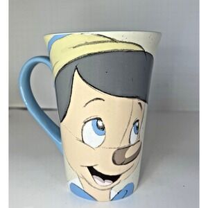 Disney Store Pinocchio Jiminy Cricket Ceramic Mug Sketch Style Blue Cream Large